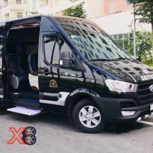 a black van parked on the side of a road